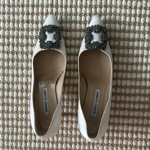 Manolo Blahnik Hangisi Low Heel With Crystal Embellishment